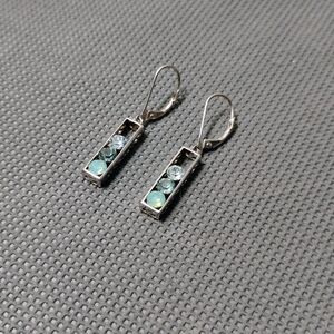 Sterling Silver and Green Drop Earrings